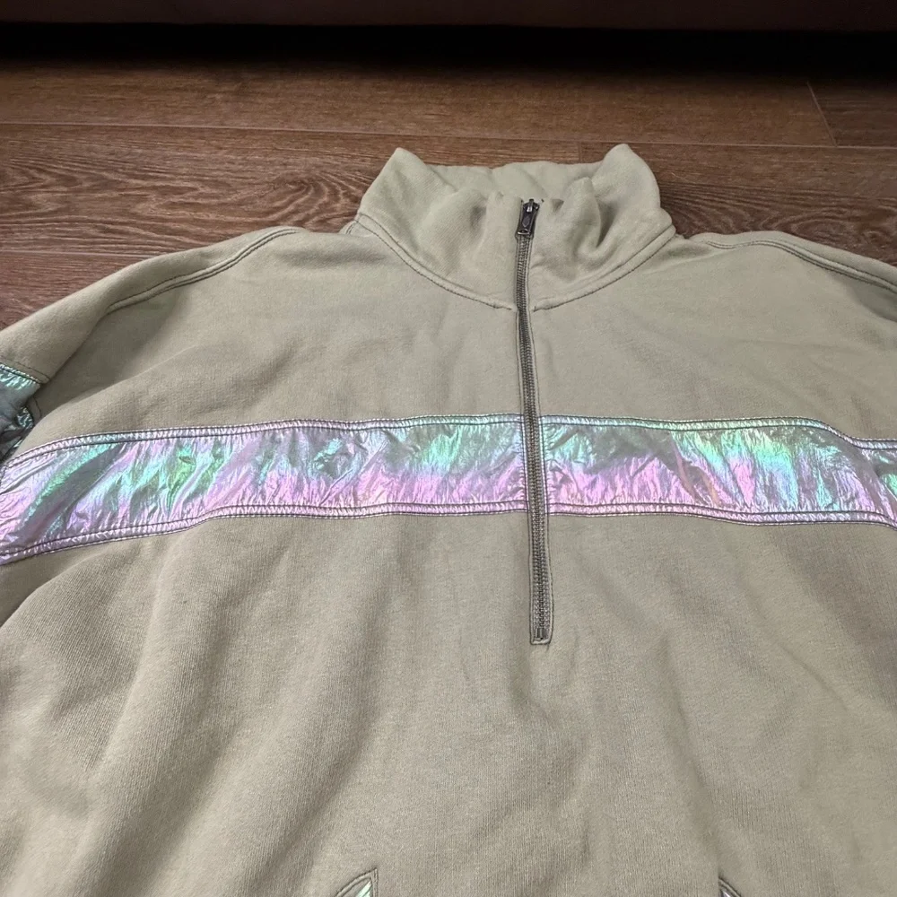 FP Movement by Free People Away We Go Half-Zip Olive NWTS Oversized Iridescent - Picture 16 of 16